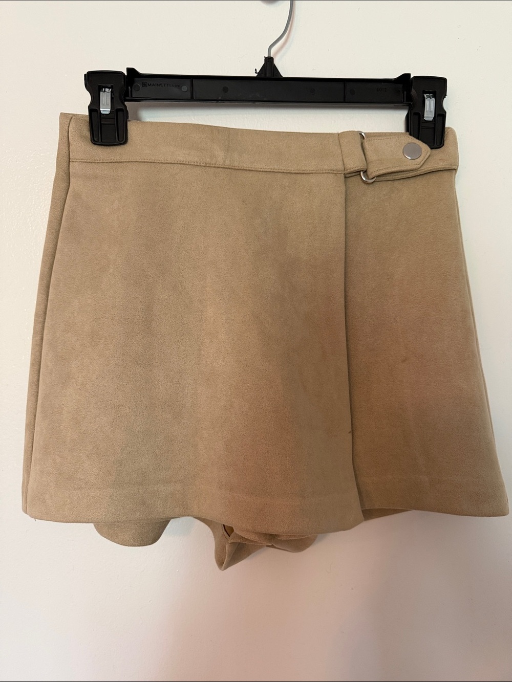 Pull&Bear Faux Suede Asymmetric Wrap Skort – Beige / Tan (Size Small)